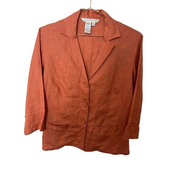 Max Studio salmon linen blazer sz M - Picture 1 of 6